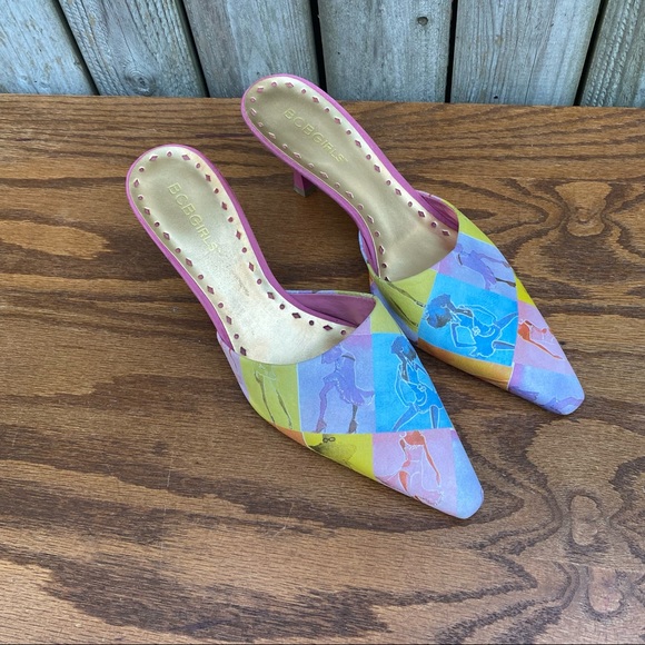 Vintage 90s 1990s y2k 2000s Trendy Fashion girl sling back Block Heels 6 - Picture 2 of 11